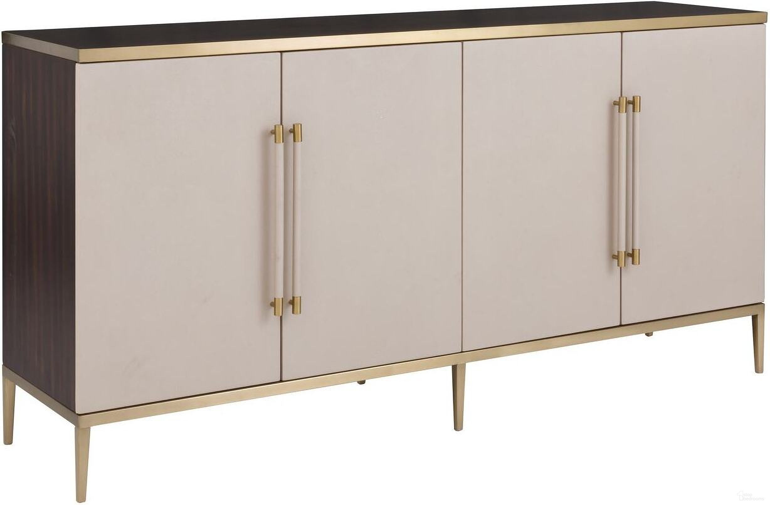 The appearance of Libby Langdon Hempstead Credenza In Dark Sable designed by Fairfield Chair in the modern / contemporary interior design. This dark sable piece of furniture  was selected by 1StopBedrooms from Libby Langdon Collection to add a touch of cosiness and style into your home. Sku: 6332-17. Material: Walnut.