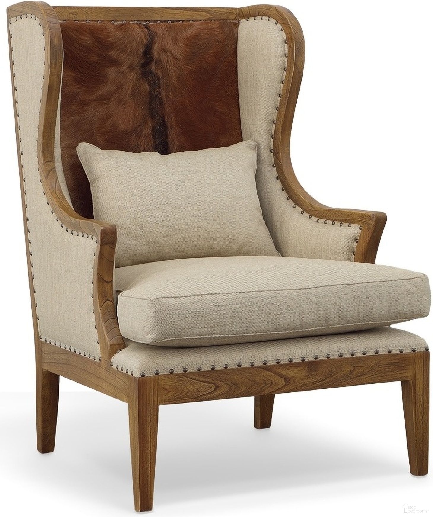 The appearance of Light Billings Wing Chair designed by Furniture Classics in the modern / contemporary interior design. This piece of furniture was selected by 1StopBedrooms from Billings Collection to add a touch of cosiness and style into your home. Sku: 51577. Material: Hair on Hide.