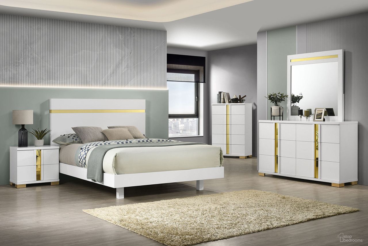 Lillestrom Bedroom Set In White and Gold