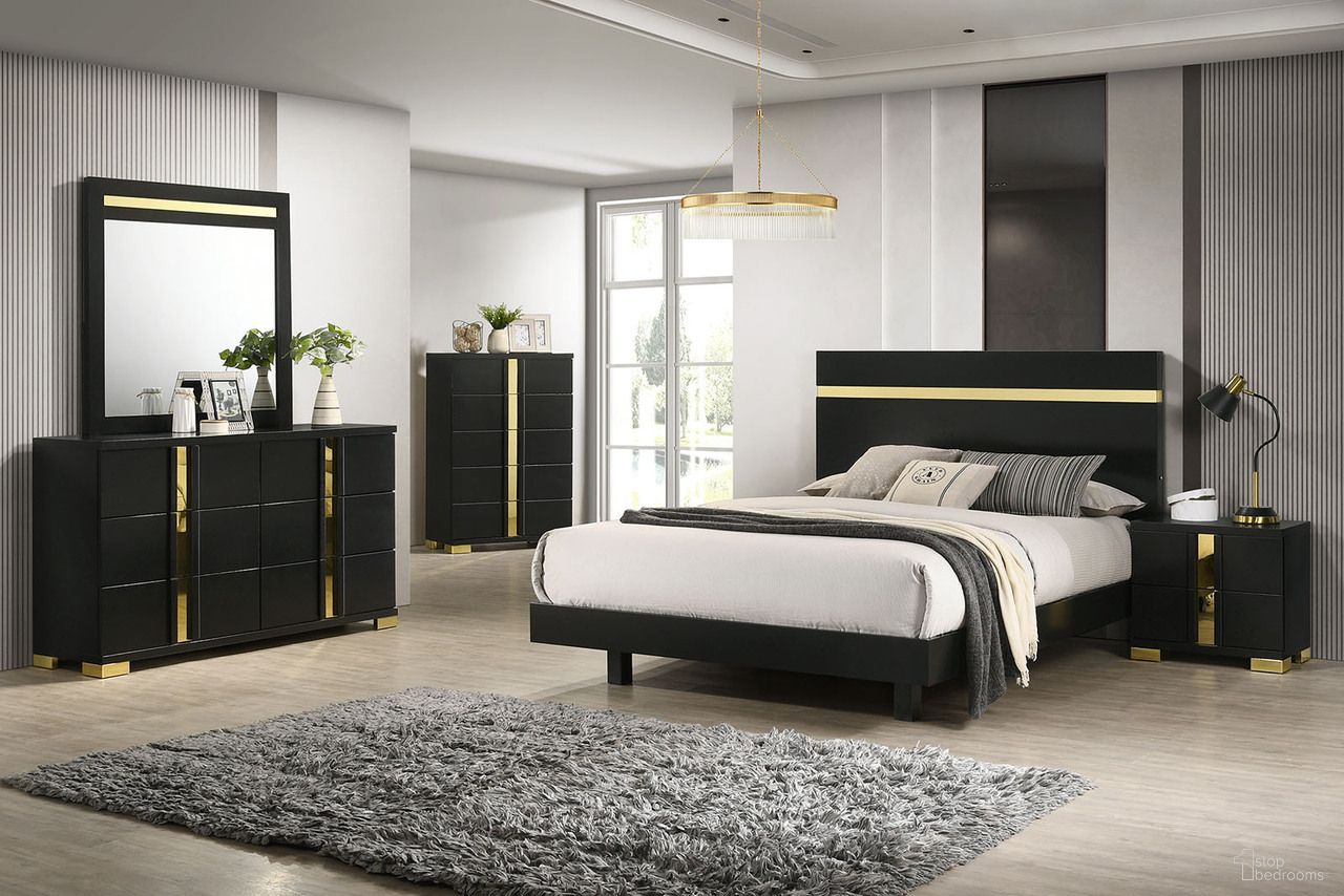 Lillestrom Youth Bedroom Set In Black and Gold