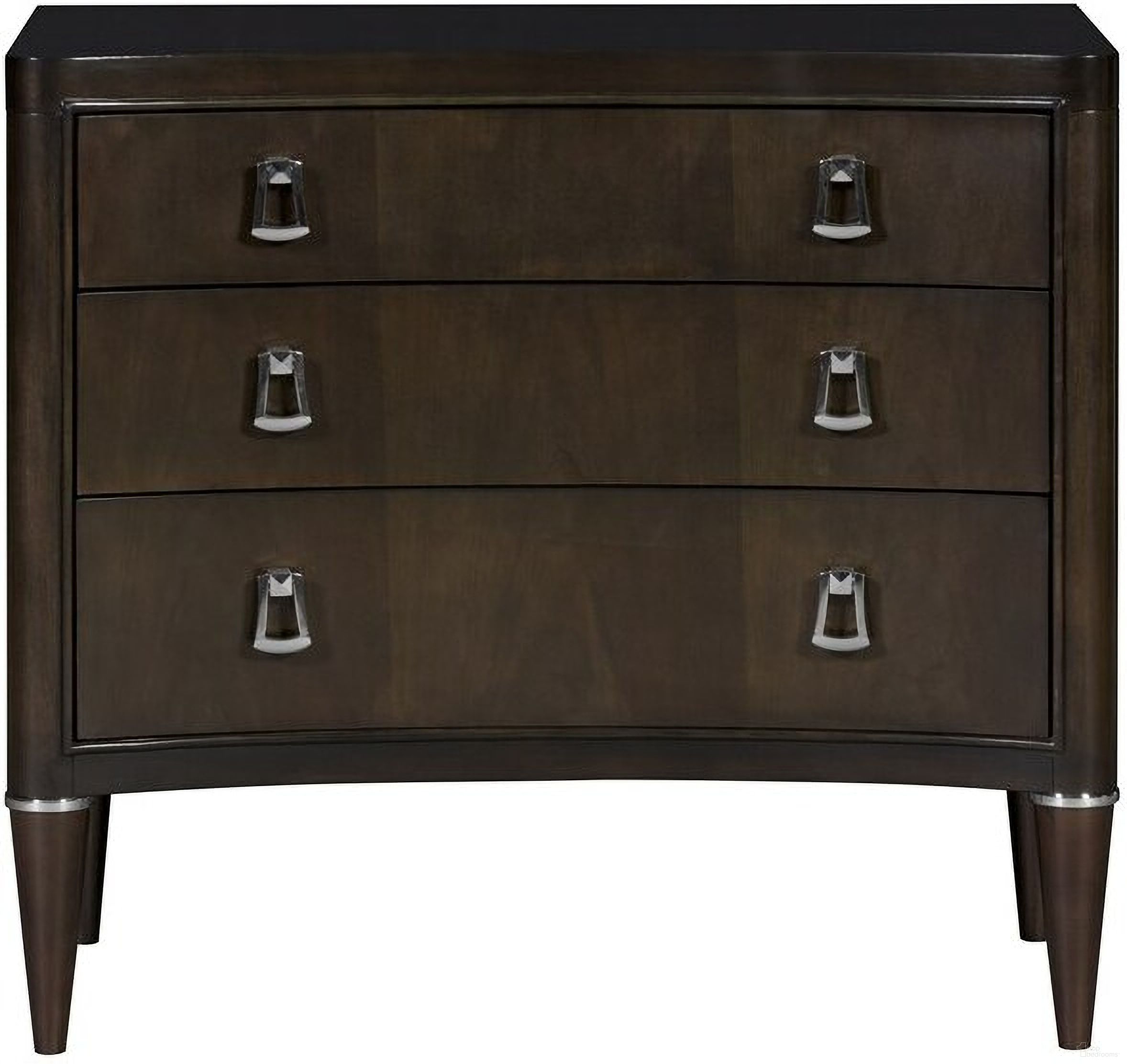 The appearance of Lillet Three Drawer Nightstand In Brown designed by Vanguard Furniture in the traditional interior design. This brown piece of furniture was selected by 1StopBedrooms from Lillet Collection to add a touch of cosiness and style into your home. Sku: P658L-NO. Material: Wood.