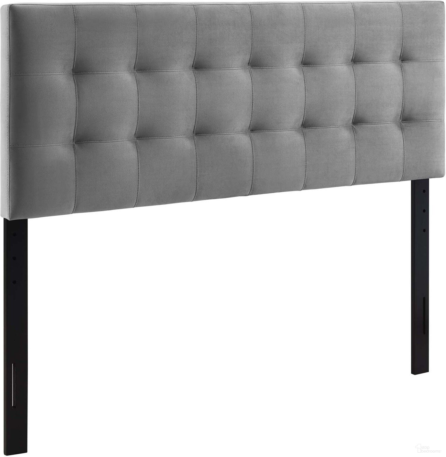 Lily Gray Biscuit Tufted Full Performance Velvet Headboard