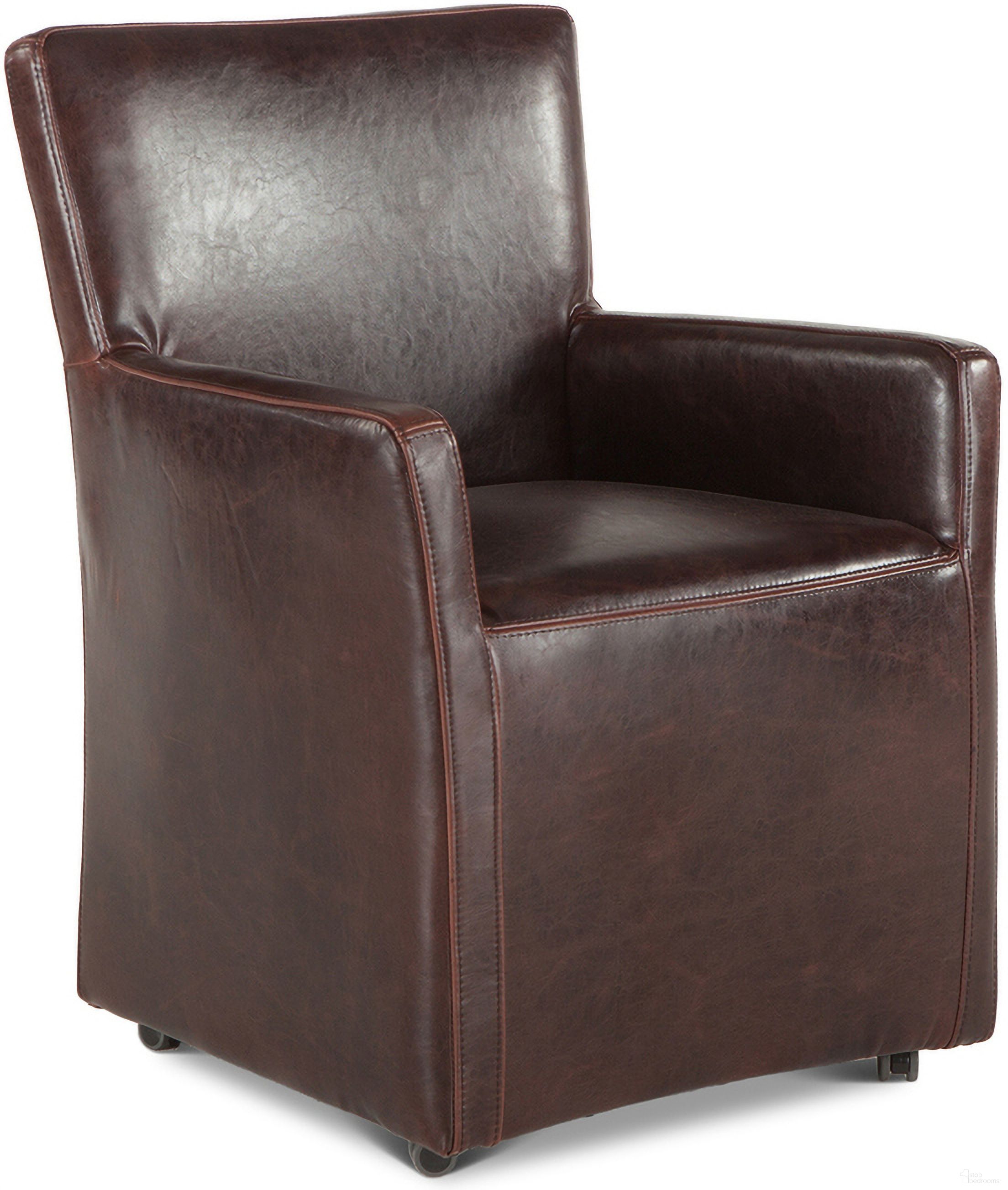 The appearance of Lily Leather Wheeled Armchair In Brown designed by Home Trends and Design in the modern / contemporary interior design. This brown piece of furniture was selected by 1StopBedrooms from Lily Collection to add a touch of cosiness and style into your home. Sku: ZWPY530. Chair Type: Arm Chair. Material: Birch Wood.