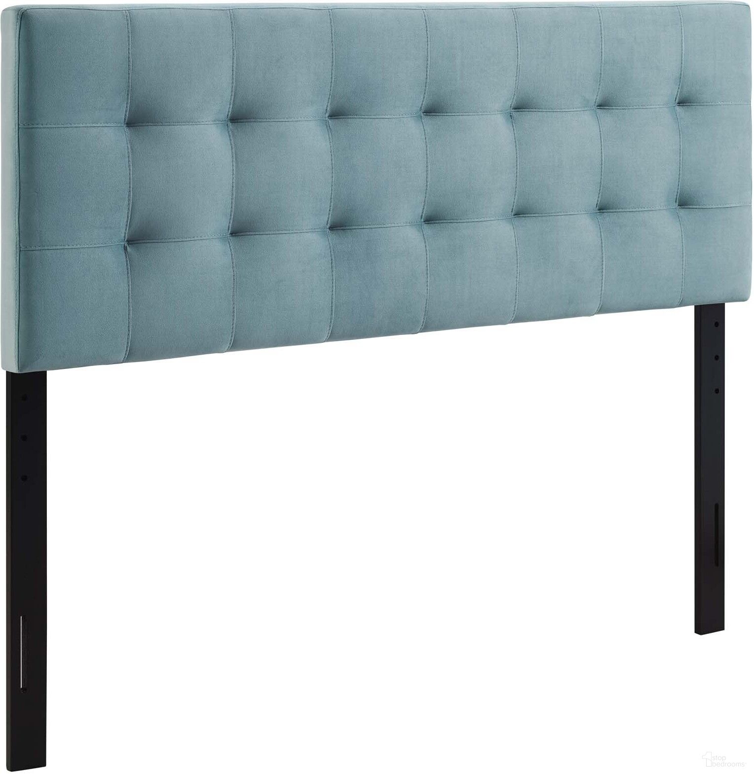 Lily Light Blue Biscuit Tufted Full Performance Velvet Headboard
