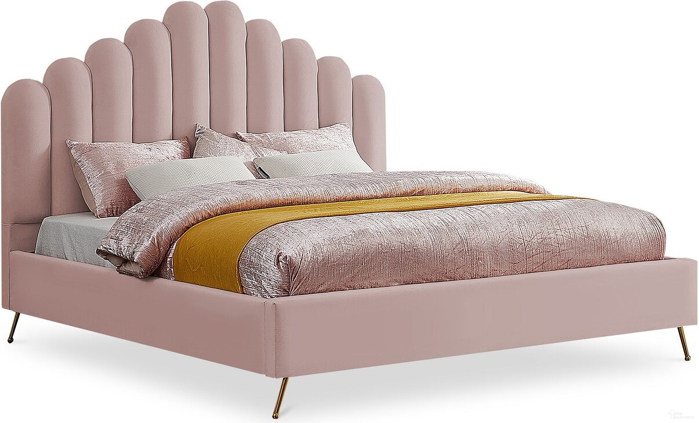The appearance of Lily Velvet King Bed In Pink designed by Meridian in the modern / contemporary interior design. This pink piece of furniture was selected by 1StopBedrooms from Lily Collection to add a touch of cosiness and style into your home. Sku: LilyPink-K Box 1/2 (HB/Slats);LilyPink-K Box 2/2 (Siderails/FB/Metal Legs/Metal Bar). Bed Type: Panel Bed. Bed Size: King. Material: Velvet.