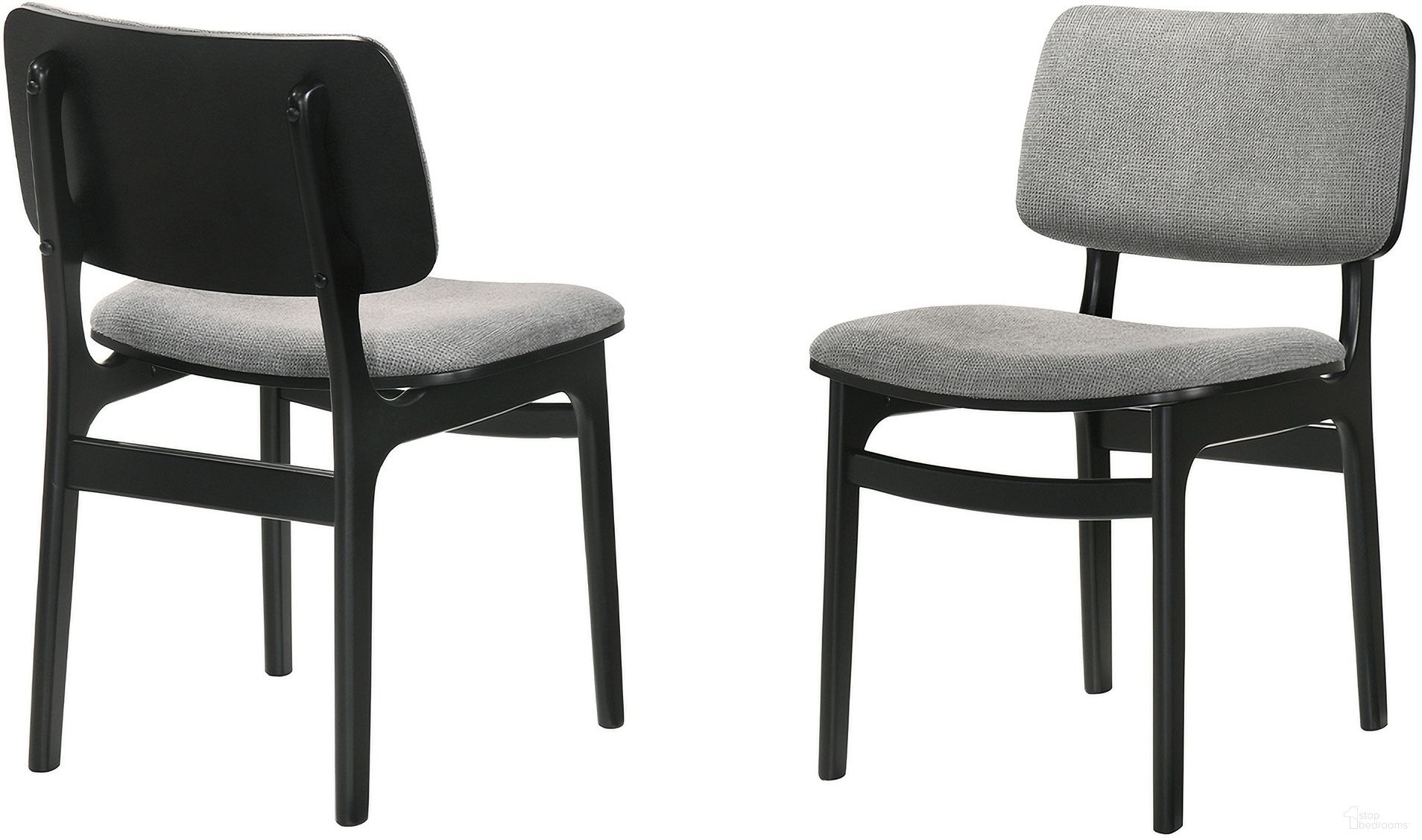 Lima Gray Upholstered Wood Dining Chair Set of 2 In Black Finish