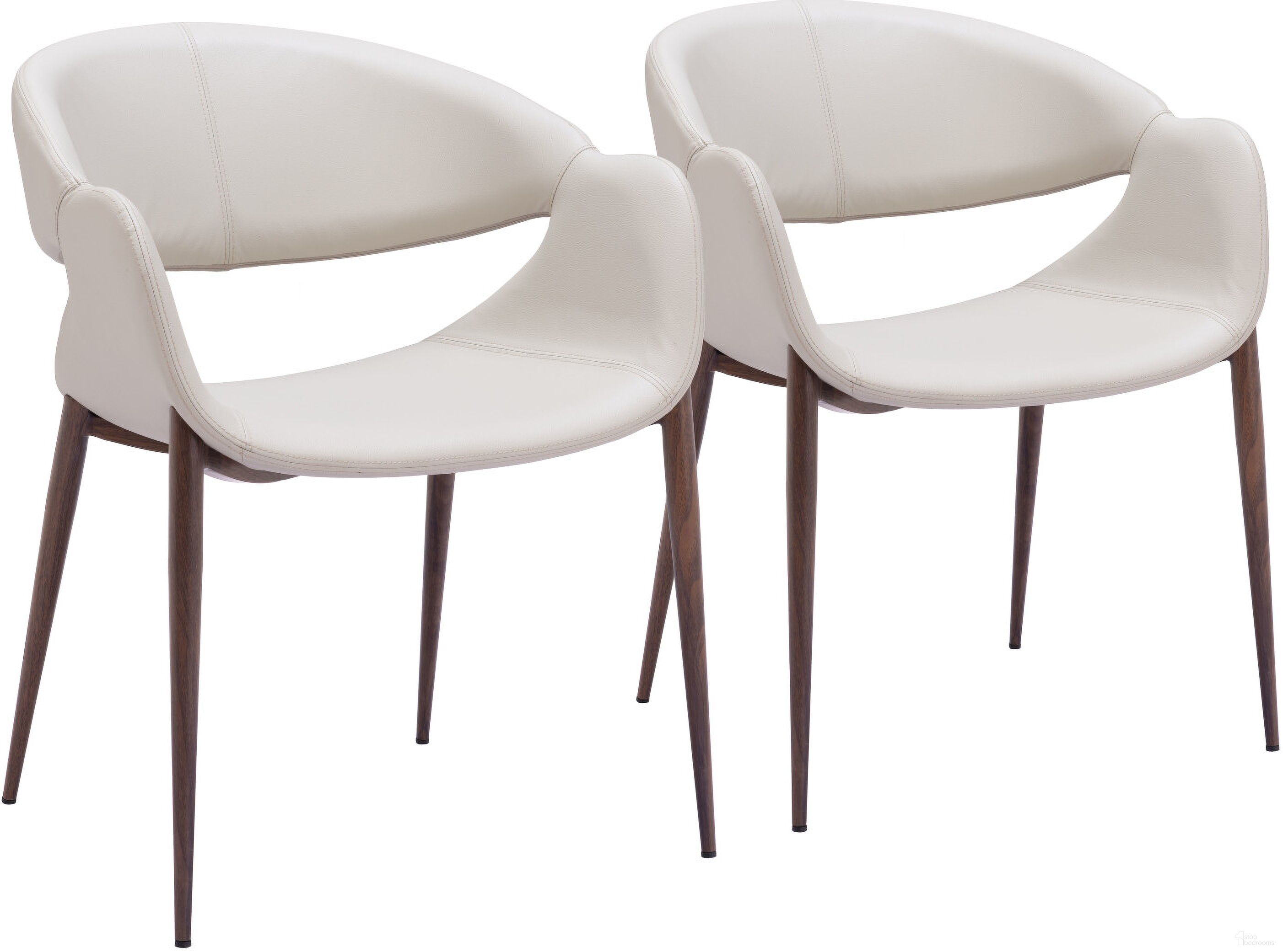 The appearance of Limay Dining Chair Set of 2 In Beige and Walnut designed by Zuo Modern in the modern / contemporary interior design. This walnut and beige piece of furniture  was selected by 1StopBedrooms from Limay Collection to add a touch of cosiness and style into your home. Sku: 109971. Material: Polyurethane. Chair Type: Arm Chair.