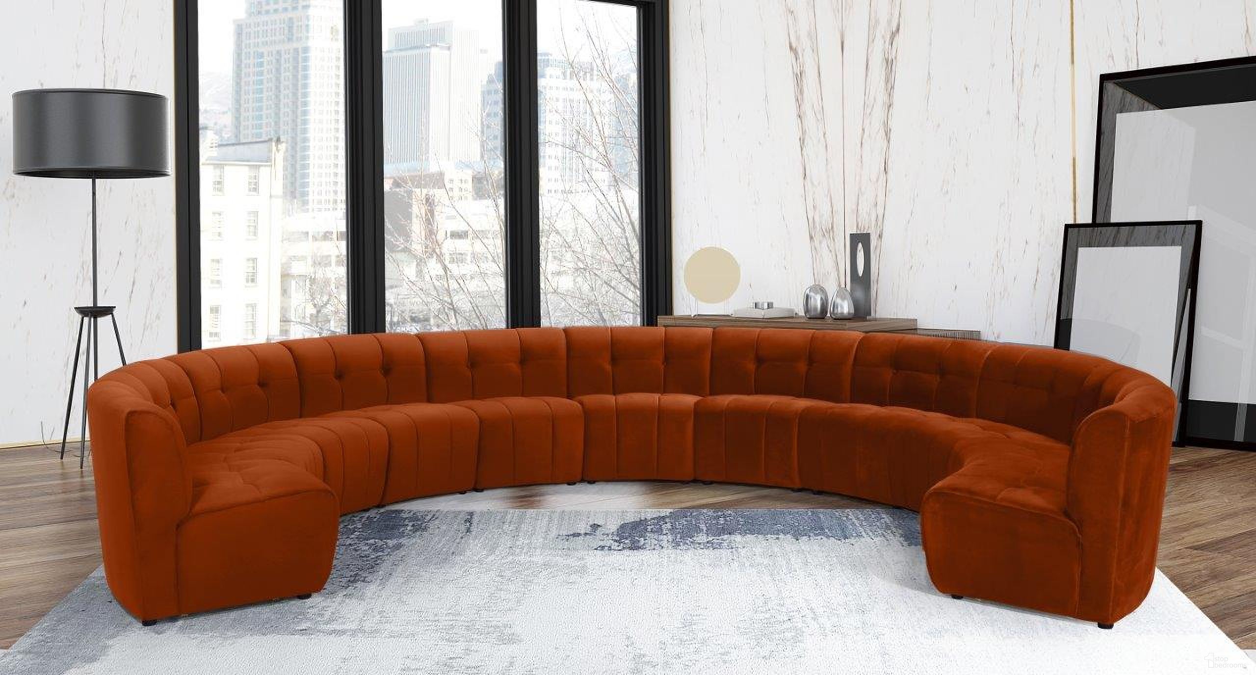 The appearance of Limitless 11-Piece Velvet Modular Sectional In Cognac designed by Meridian in the modern / contemporary interior design. This cognac piece of furniture was selected by 1StopBedrooms from Limitless Collection to add a touch of cosiness and style into your home. Sku: 645Cognac-C;645Cognac-C;645Cognac-C;645Cognac-C;645Cognac-C;645Cognac-C;645Cognac-C;645Cognac-C;645Cognac-C;645Cognac-C;645Cognac-C. Material: Velvet. Layout: Curved.