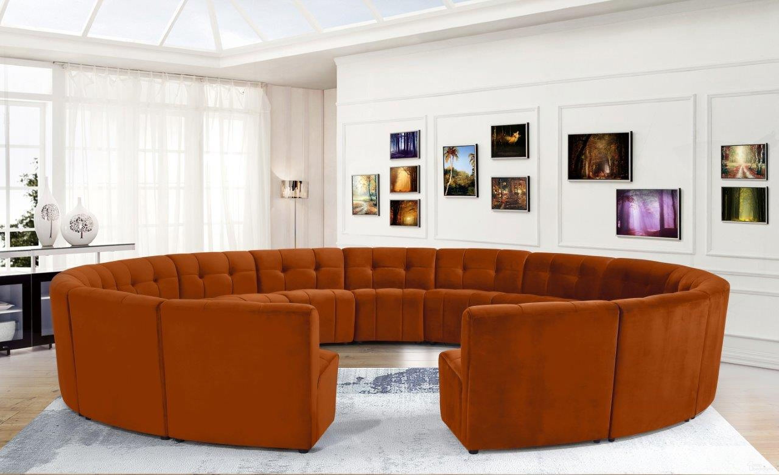 The appearance of Limitless 15-Piece Velvet Modular Sectional In Cognac designed by Meridian in the modern / contemporary interior design. This cognac piece of furniture  was selected by 1StopBedrooms from Limitless Collection to add a touch of cosiness and style into your home. Sku: 645Cognac-C;645Cognac-C;645Cognac-C;645Cognac-C;645Cognac-C;645Cognac-C;645Cognac-C;645Cognac-C;645Cognac-C;645Cognac-C;645Cognac-C;645Cognac-C;645Cognac-C;645Cognac-C;645Cognac-C. Material: Velvet. Layout: Curved.