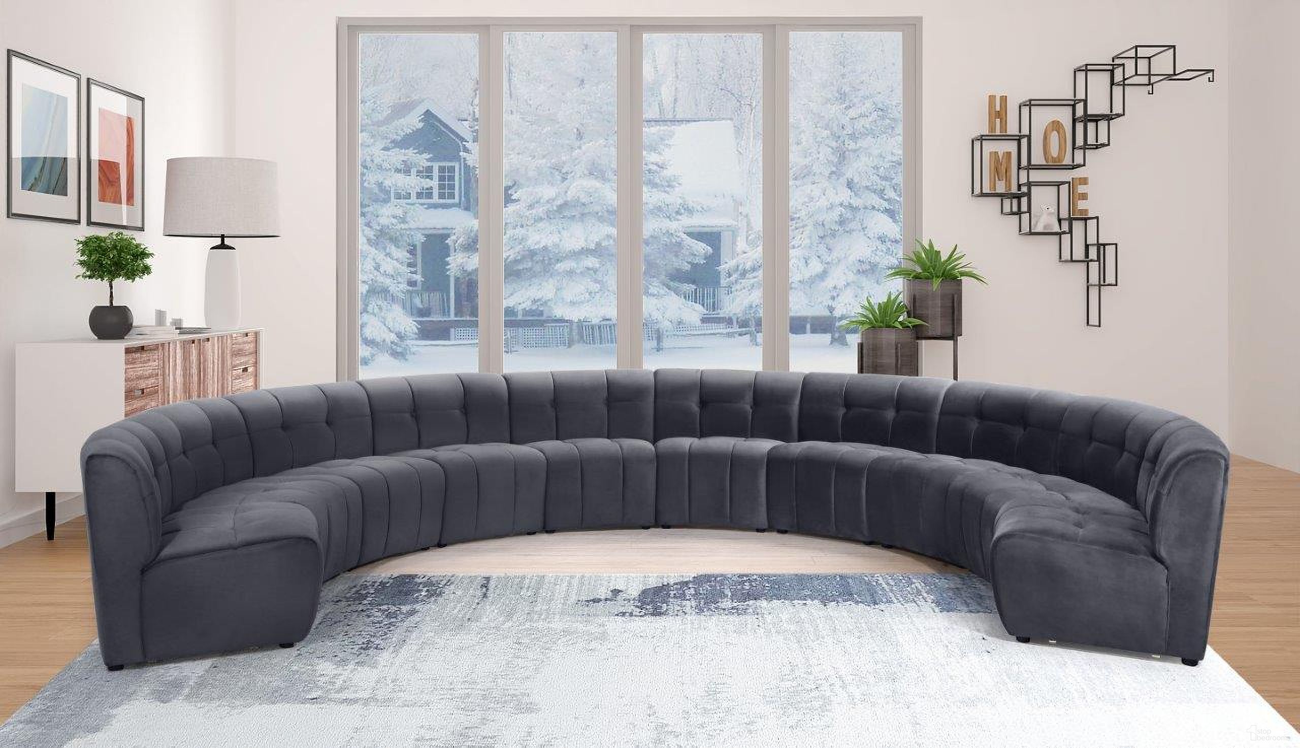 Limitless 10-Piece Velvet Modular Sectional In Grey