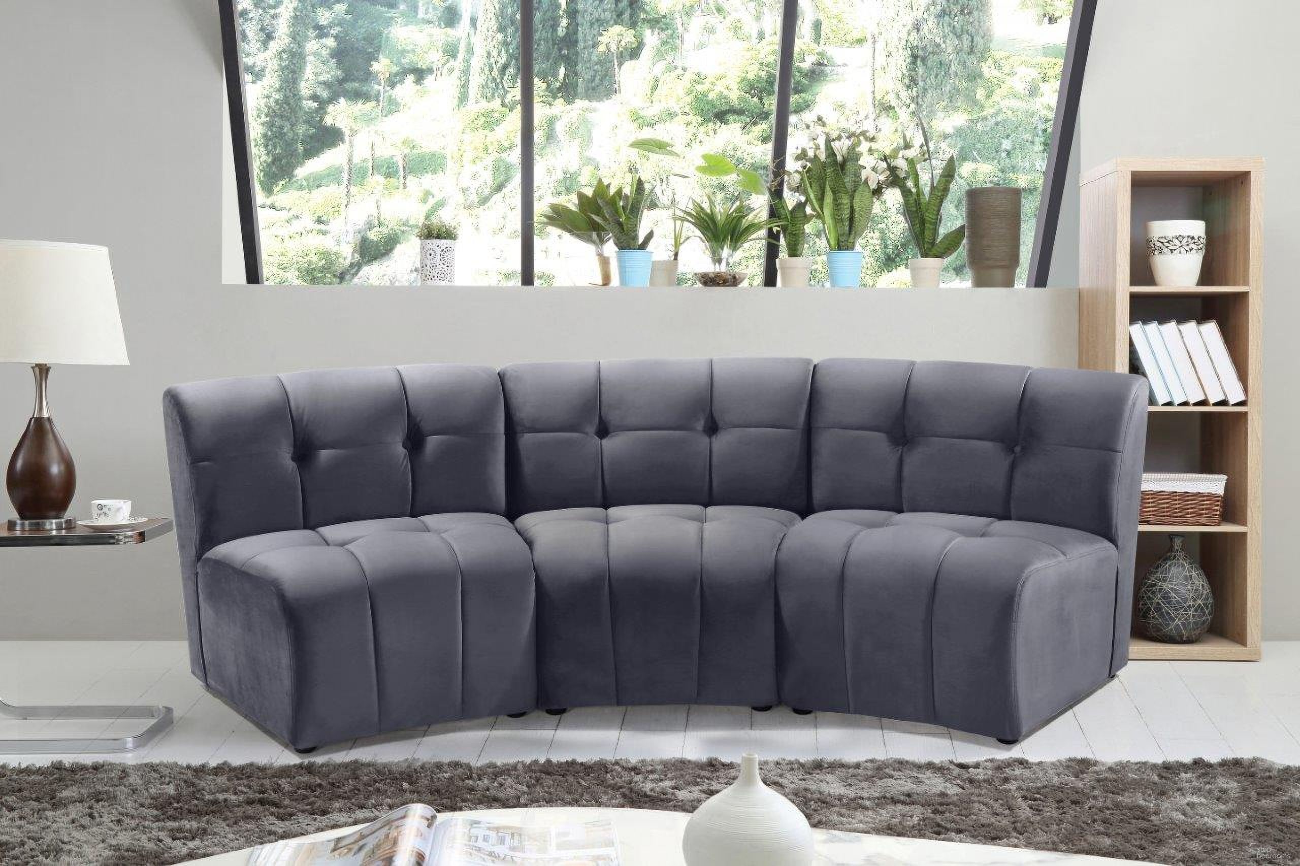 Limitless 3-Piece Velvet Modular Sectional In Grey
