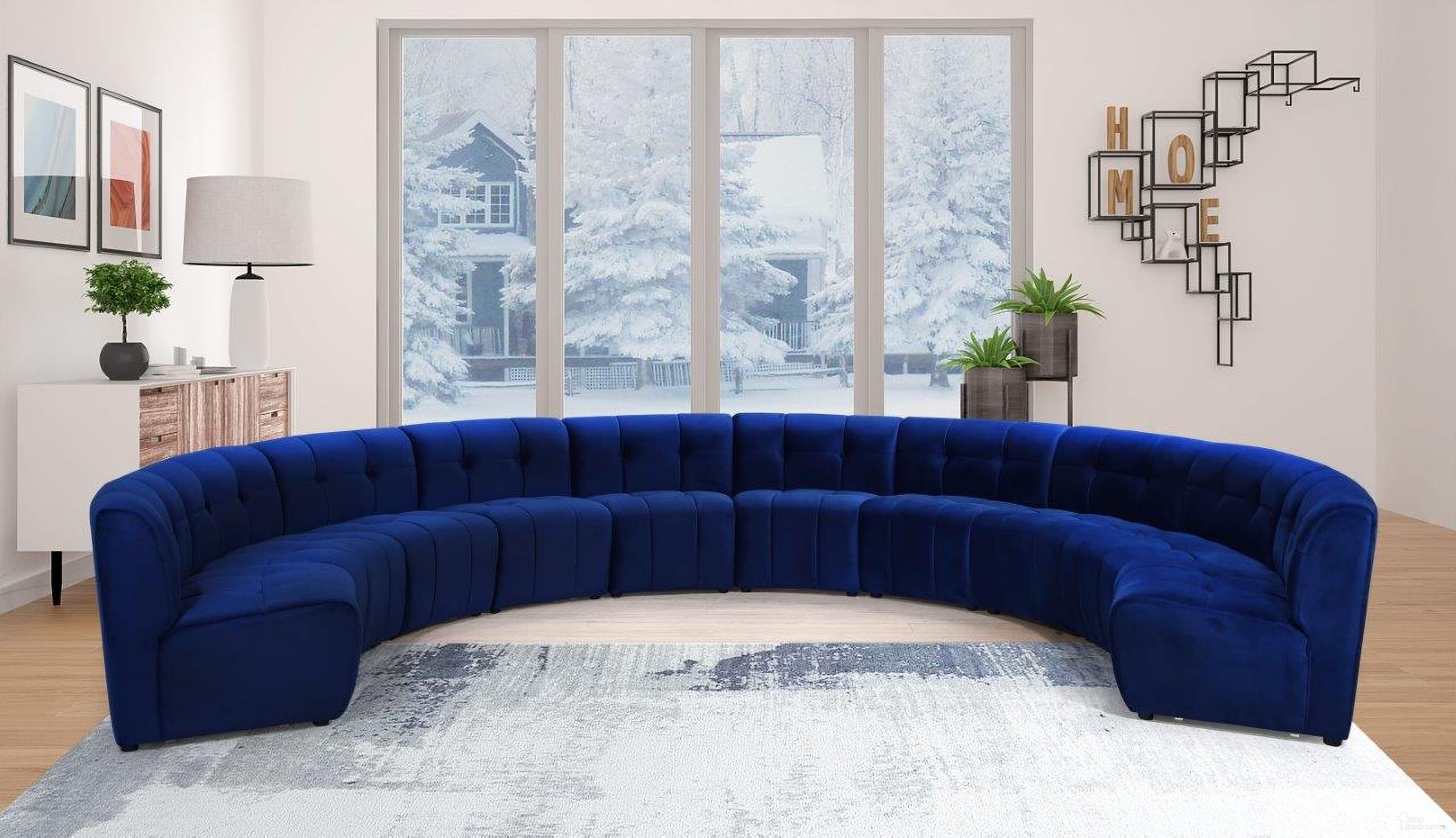 The appearance of Limitless 10-Piece Velvet Modular Sectional In Navy designed by Meridian in the modern / contemporary interior design. This navy piece of furniture was selected by 1StopBedrooms from Limitless Collection to add a touch of cosiness and style into your home. Sku: 645Navy-C;645Navy-C;645Navy-C;645Navy-C;645Navy-C;645Navy-C;645Navy-C;645Navy-C;645Navy-C;645Navy-C. Material: Velvet. Layout: Curved.