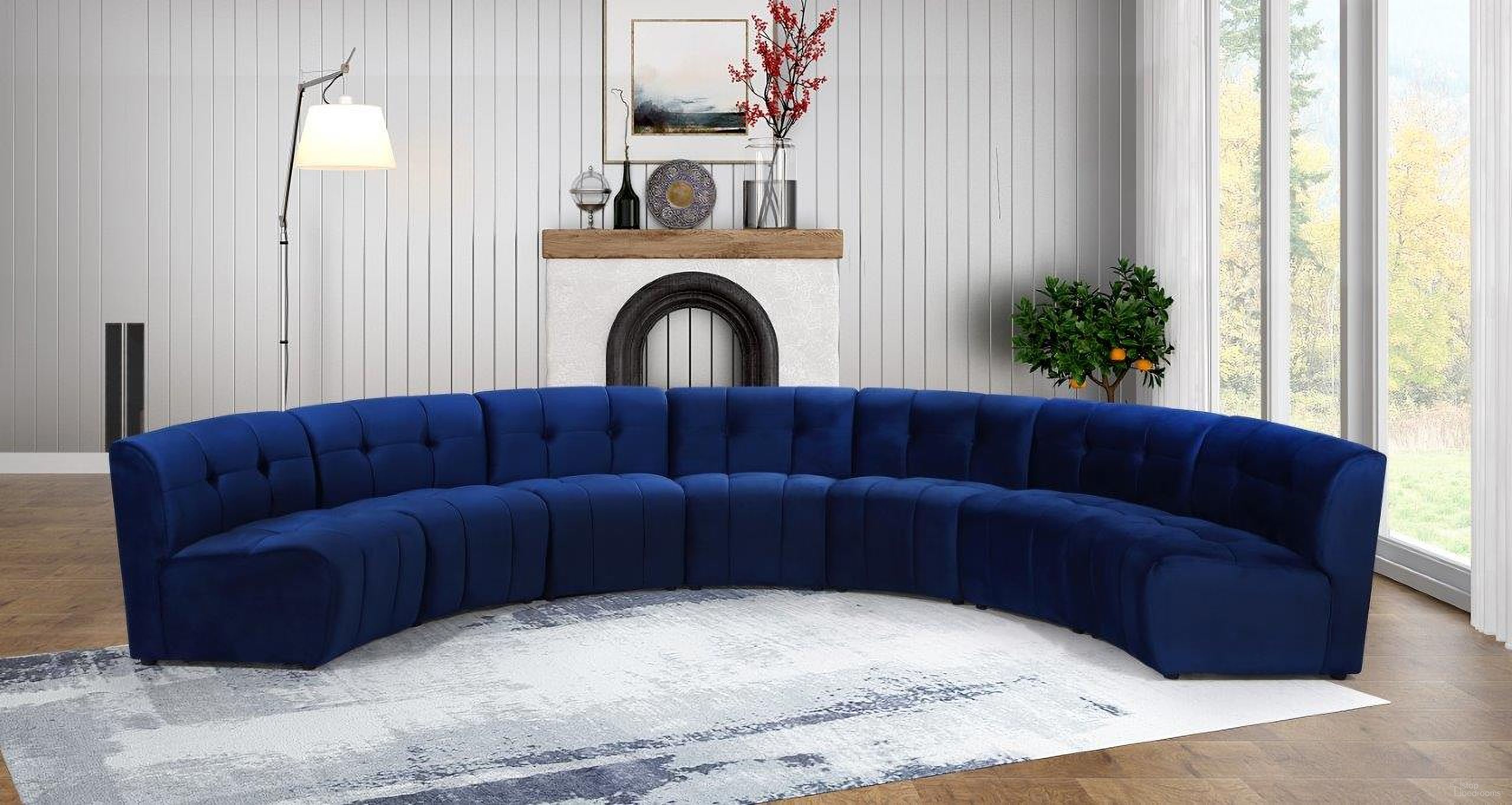 The appearance of Limitless 7-Piece Velvet Modular Sectional In Navy designed by Meridian in the modern / contemporary interior design. This navy piece of furniture was selected by 1StopBedrooms from Limitless Collection to add a touch of cosiness and style into your home. Sku: 645Navy-C;645Navy-C;645Navy-C;645Navy-C;645Navy-C;645Navy-C;645Navy-C. Material: Velvet. Layout: Curved.