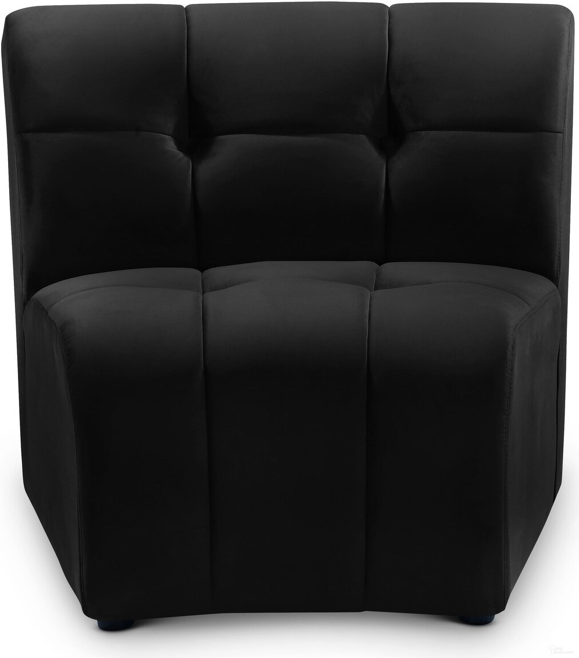 The appearance of Limitless Velvet Modular Chair In Black designed by Meridian in the modern / contemporary interior design. This black piece of furniture was selected by 1StopBedrooms from Limitless Collection to add a touch of cosiness and style into your home. Sku: 645Black-C. Material: Velvet.