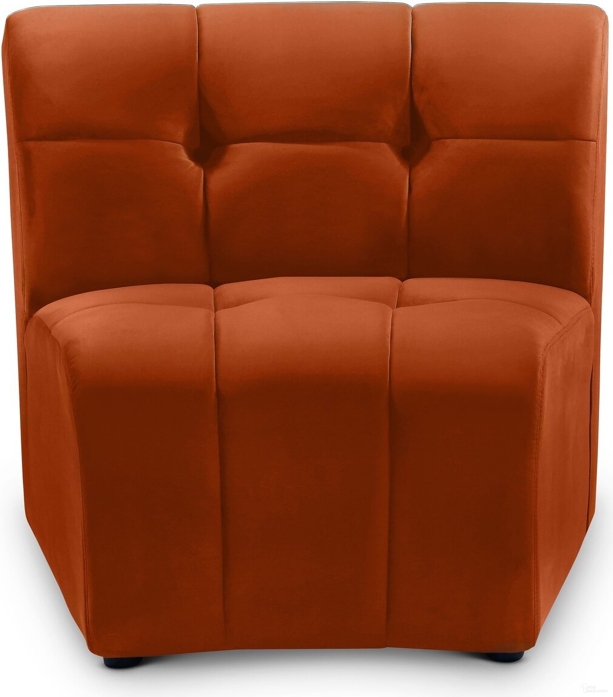 The appearance of Limitless Velvet Modular Chair In Cognac designed by Meridian in the modern / contemporary interior design. This cognac piece of furniture was selected by 1StopBedrooms from Limitless Collection to add a touch of cosiness and style into your home. Sku: 645Cognac-C. Material: Velvet.
