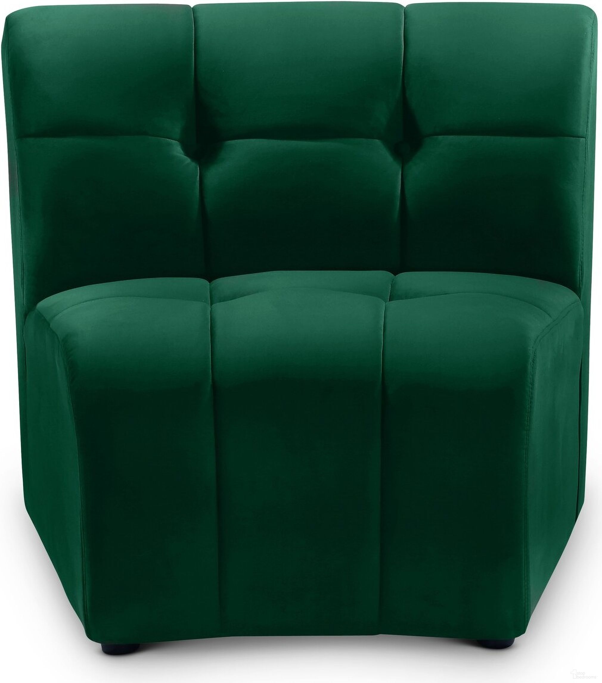 The appearance of Limitless Velvet Modular Chair In Green designed by Meridian in the modern / contemporary interior design. This green piece of furniture was selected by 1StopBedrooms from Limitless Collection to add a touch of cosiness and style into your home. Sku: 645Green-C. Material: Velvet.