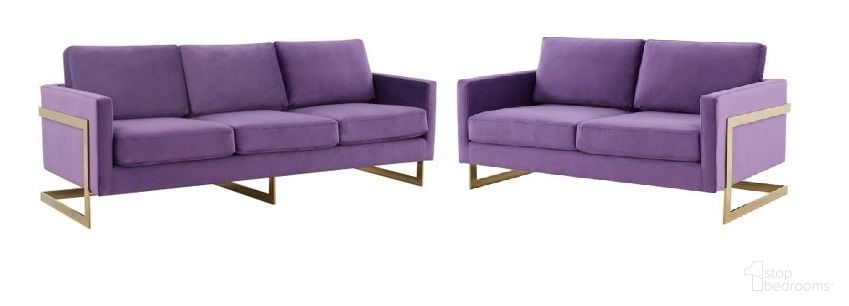 Lincoln Modern Mid-Century Upholstered Living Room Set In Purple