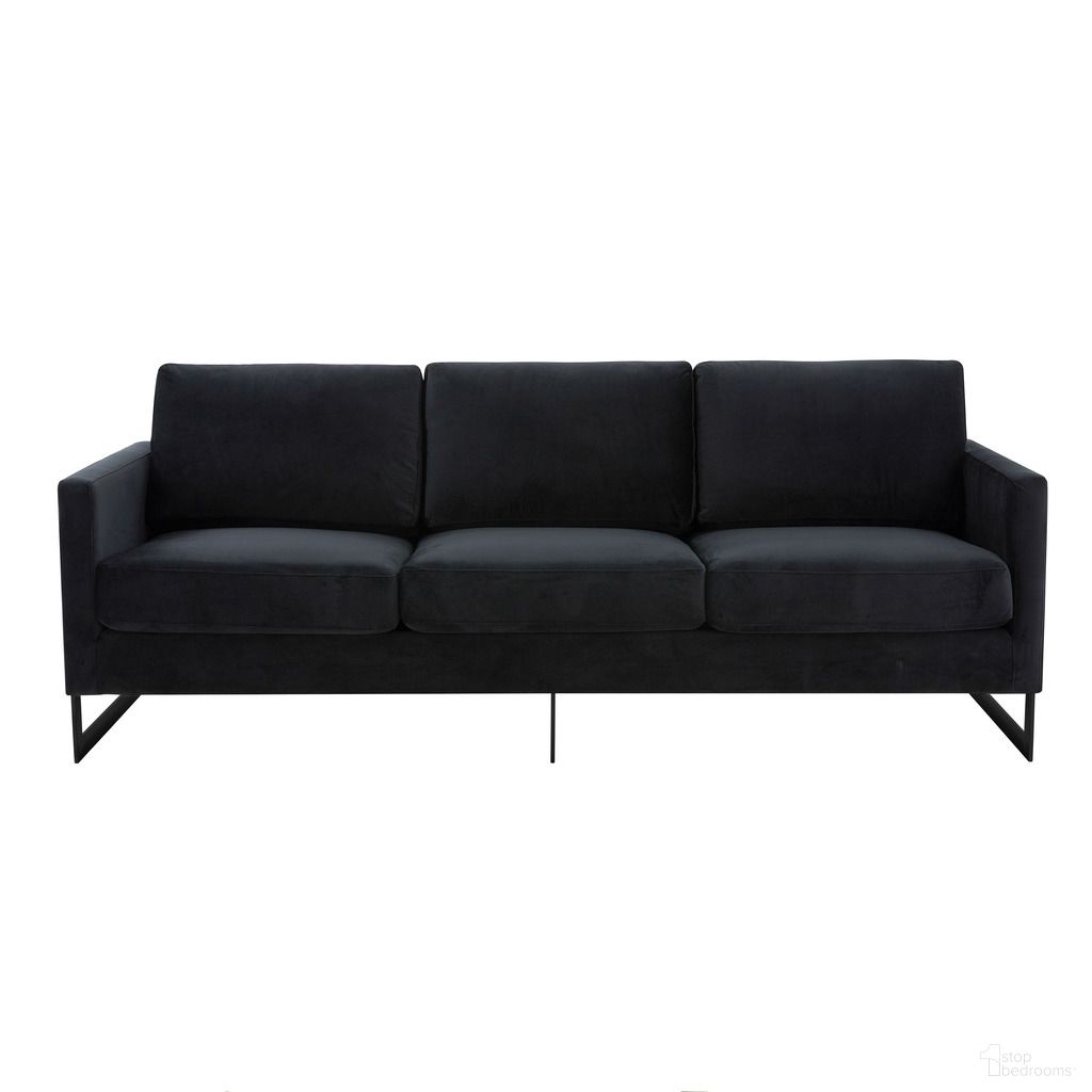 The appearance of Lincoln Velvet Sofa In Black designed by LeisureMod in the modern / contemporary interior design. This black piece of furniture  was selected by 1StopBedrooms from Lincoln Collection to add a touch of cosiness and style into your home. Sku: LAB83BL. Material: Velvet.