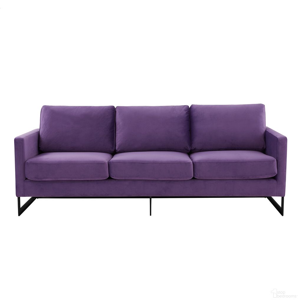 Lincoln Velvet Sofa In Purple and Black