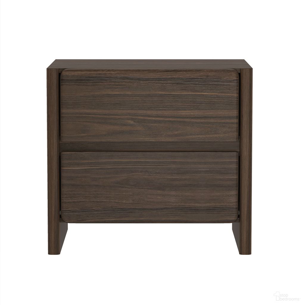 Linda Modern 2-Drawer 24" Nightstand in Walnut Brown