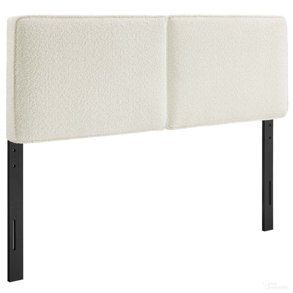 Lindee Boucle Fabric Full Headboard In Cream