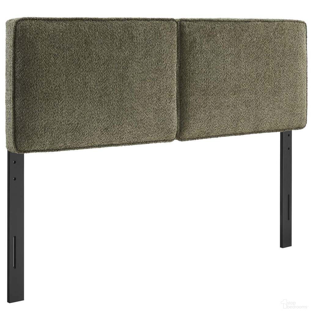 Lindee Boucle Fabric Queen Headboard In Sage