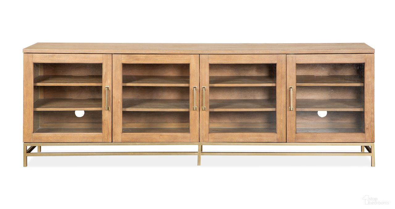The appearance of Lindon Large Console In Belgian Wheat designed by Magnussen in the transitional interior design. This belgian wheat piece of furniture  was selected by 1StopBedrooms from Lindon Collection to add a touch of cosiness and style into your home. Sku: E5570-08. Material: Oak Veneer.