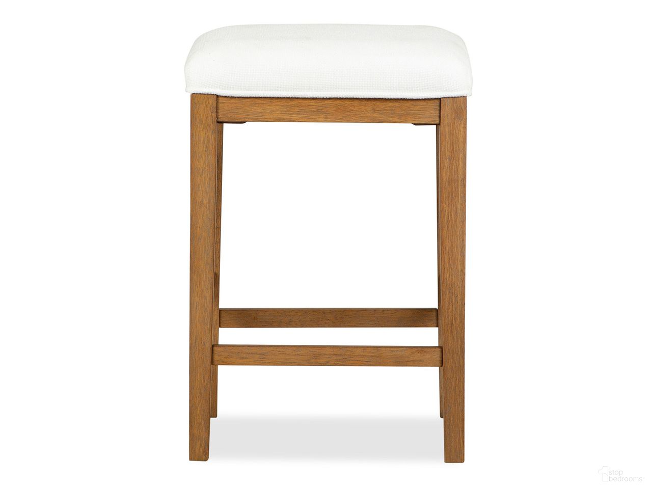 Lindon White Upholstered Stool In Belgian Wheat