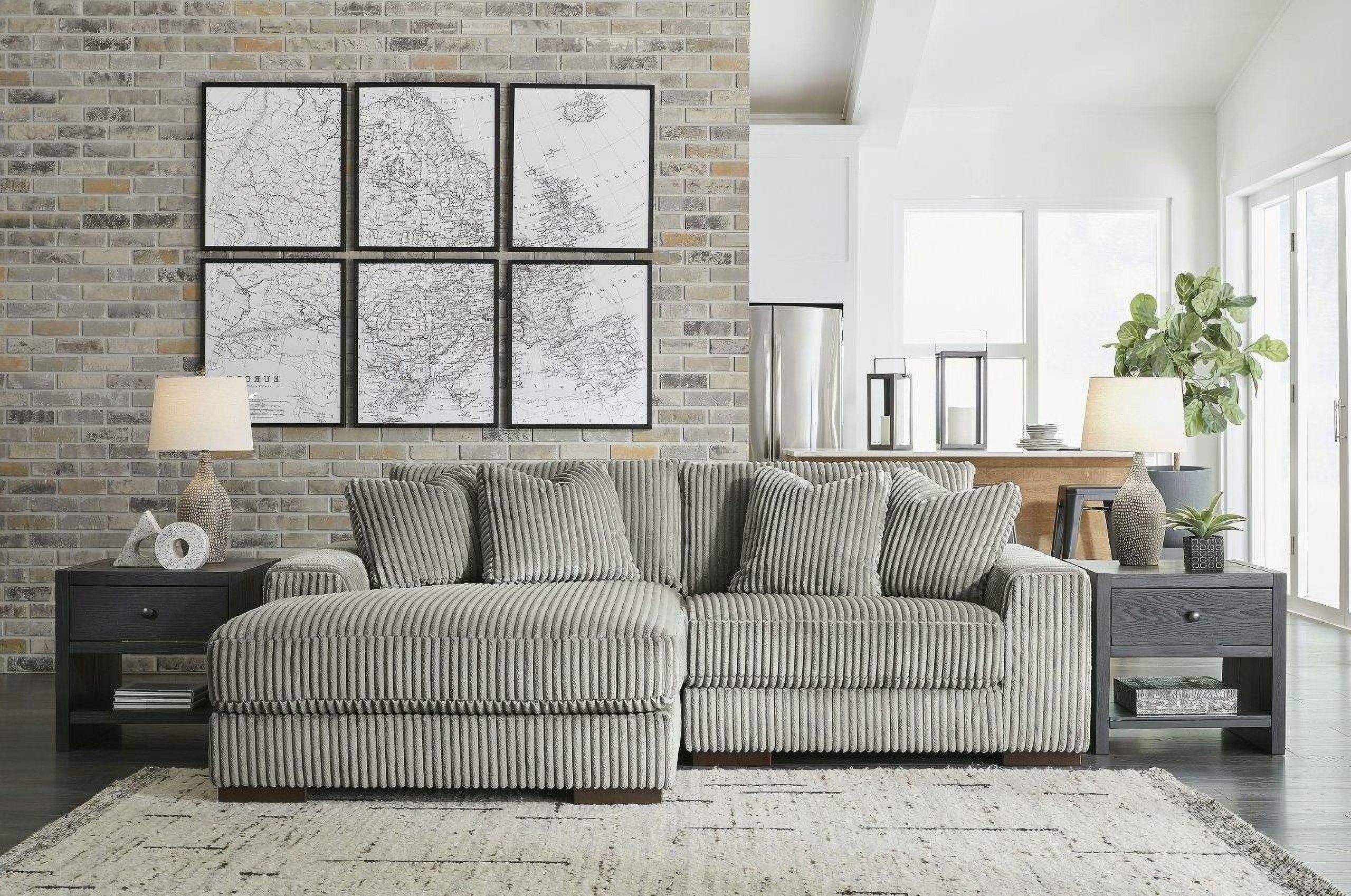The appearance of Lindyn 2-Piece LAF Chaise Sectional In Fog designed by Signature Design by Ashley in the modern / contemporary interior design. This fog piece of furniture  was selected by 1StopBedrooms from Lindyn Collection to add a touch of cosiness and style into your home. Sku: 2110516;2110565. Material: Polyester. Layout: Sofa & Chaise. Orientation: LAF.