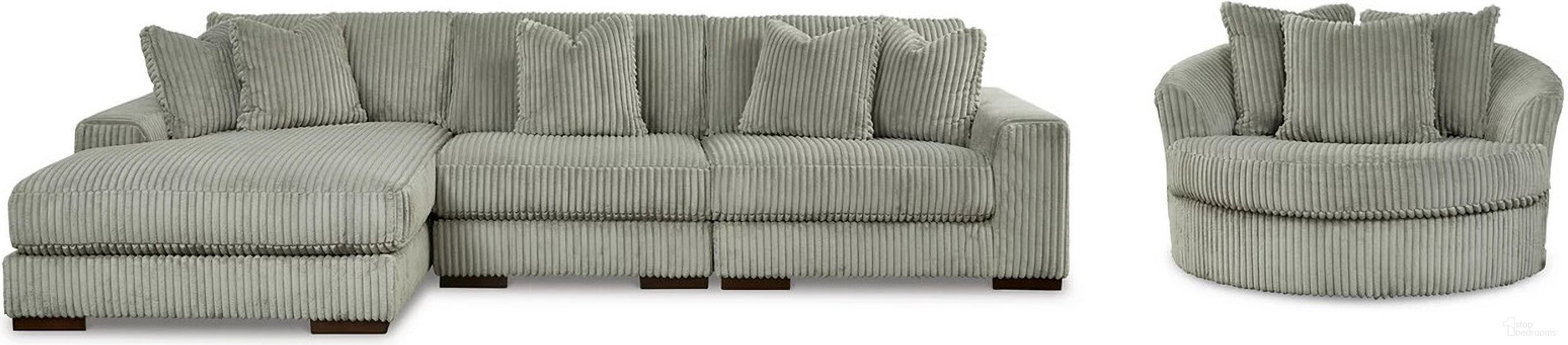The appearance of Lindyn 3-Piece Sectional and Oversized Swivel Accent Chair In Fog designed by Signature Design by Ashley in the modern / contemporary interior design. This fog piece of furniture was selected by 1StopBedrooms from Lindyn Collection to add a touch of cosiness and style into your home. Sku: 2110516;2110521;2110546;2110565. Material: Fabric.