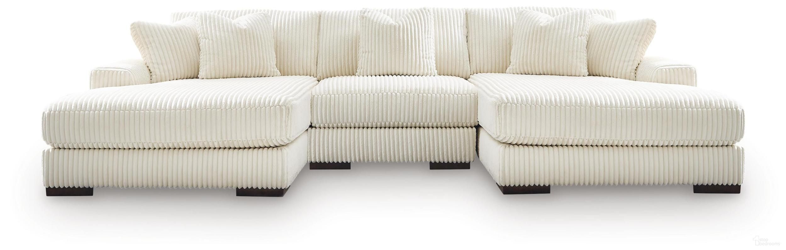 Lindyn 3-Piece Sectional with Double Chaise In Ivory