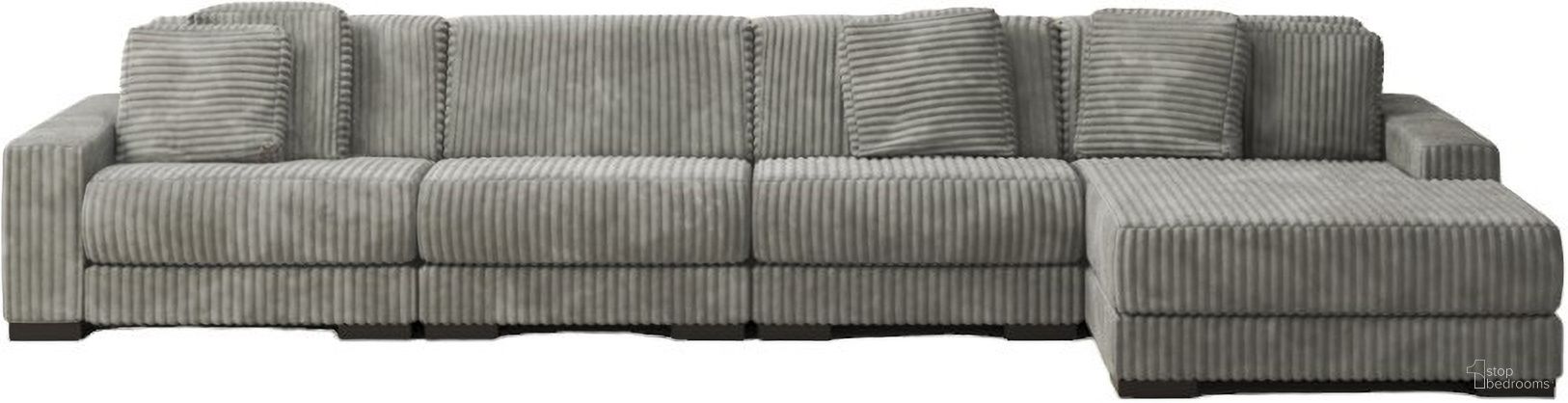 Lindyn 4-Piece RAF Chaise Sectional In Fog