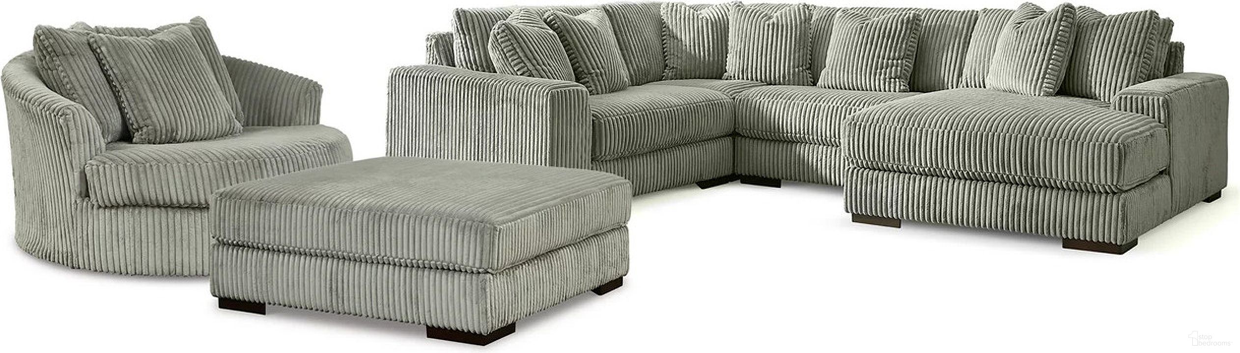 The appearance of Lindyn 4-Piece Sectional, Chair and Ottoman In Fog designed by Signature Design by Ashley in the modern / contemporary interior design. This fog piece of furniture was selected by 1StopBedrooms from Lindyn Collection to add a touch of cosiness and style into your home. Sku: 2110564;2110508;2110521;2110546;2110577;2110517. Material: Fabric.