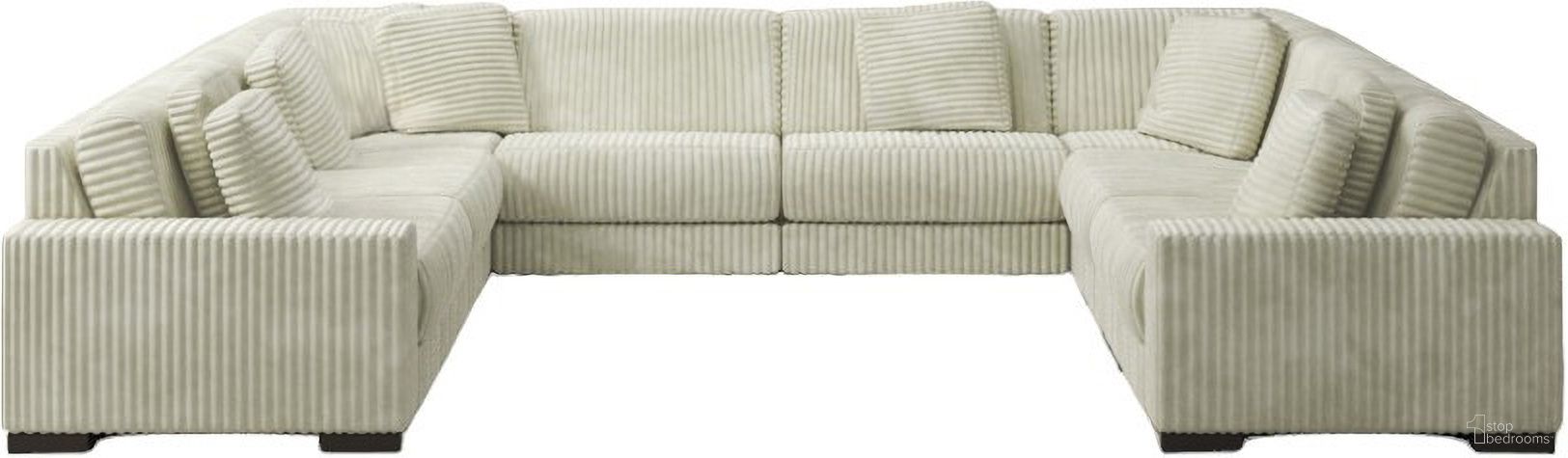 The appearance of Lindyn 8-Piece Sectional In Ivory designed by Signature Design by Ashley in the modern / contemporary interior design. This ivory piece of furniture  was selected by 1StopBedrooms from Lindyn Collection to add a touch of cosiness and style into your home. Sku: 2110464;2110446;2110446;2110446;2110446;2110477;2110477;2110465. Material: Fabric. Layout: U-Shape.
