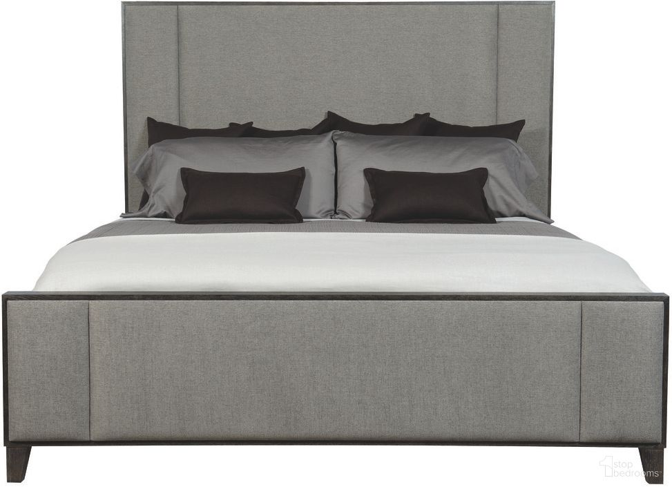 The appearance of Linea California King Panel Bed with Upholstered Headboard and Footboard in Cerused Charcoal Finish designed by Bernhardt in the modern / contemporary interior design. This cerused charcoal piece of furniture  was selected by 1StopBedrooms from Linea Collection to add a touch of cosiness and style into your home. Sku: 384FR2B;384H62B. Bed Type: Panel Bed. Material: Fabric. Bed Size: California King.