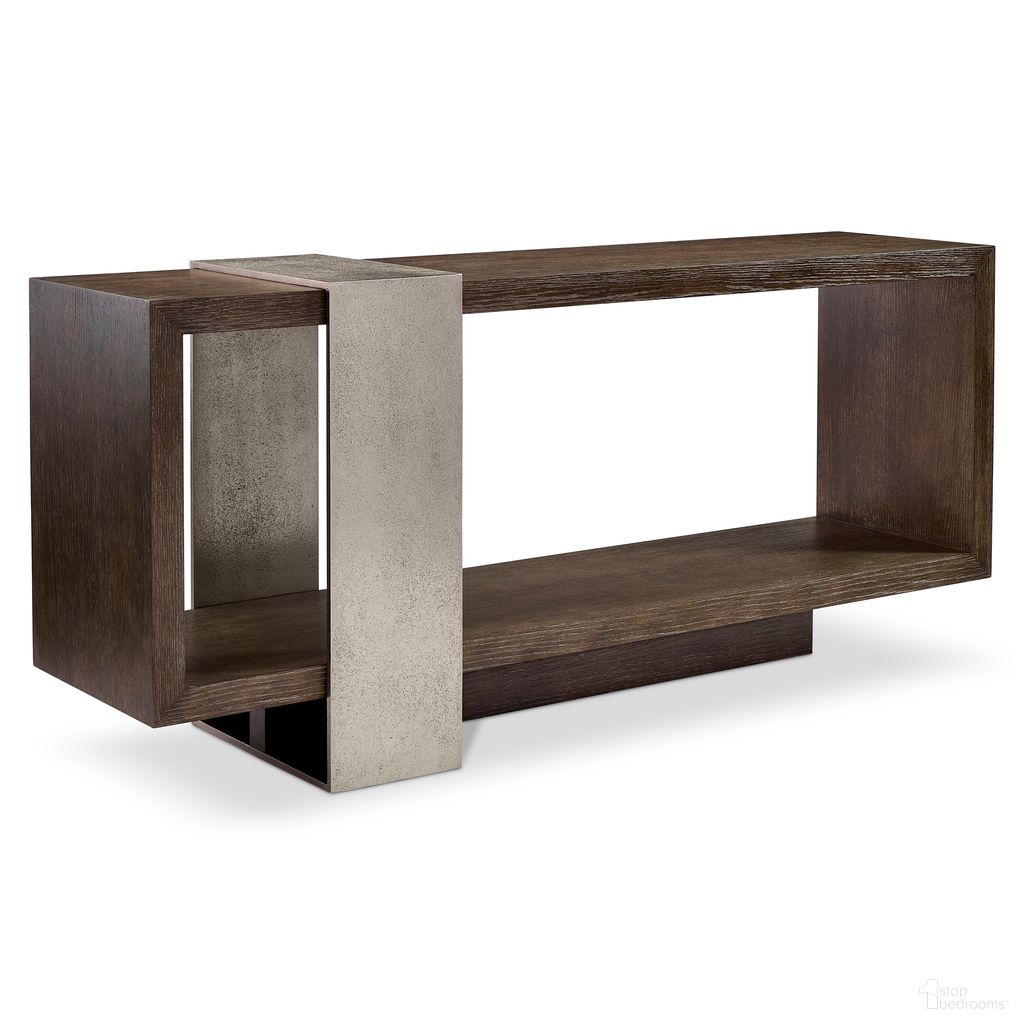 The appearance of Linea Console Table in Cerused Charcoal Finish designed by Bernhardt in the modern / contemporary interior design. This cerused charcoal/textured graphite metal piece of furniture  was selected by 1StopBedrooms from Linea Collection to add a touch of cosiness and style into your home. Sku: 384910B. Material: Aluminum.