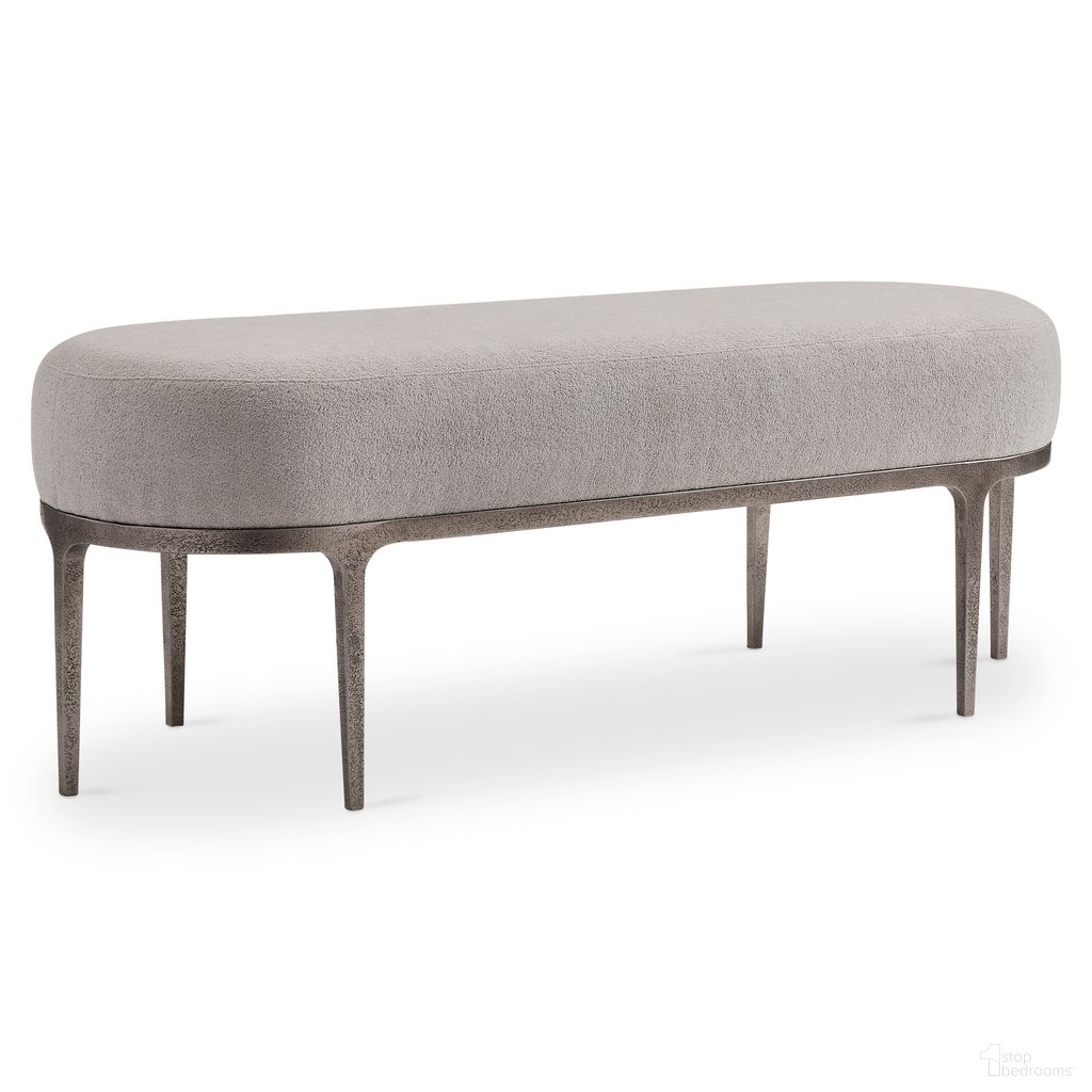 The appearance of Linea Metal Bench designed by Bernhardt in the transitional interior design. This textured graphite metal piece of furniture  was selected by 1StopBedrooms from Linea Collection to add a touch of cosiness and style into your home. Sku: 384508. Material: Aluminum.