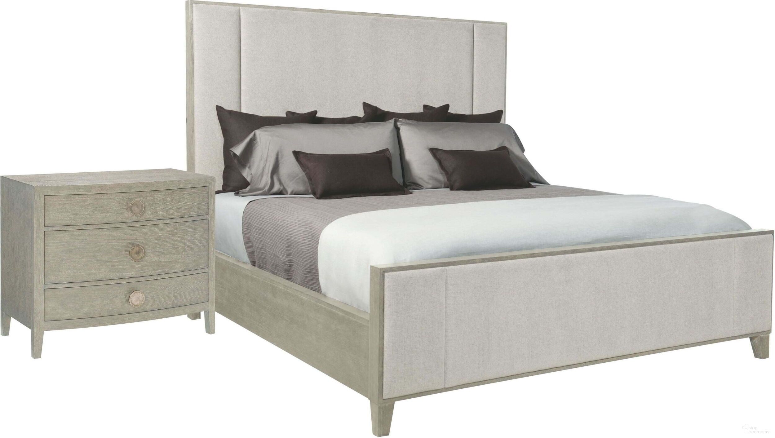 The appearance of Linea Upholstered Panel Bedroom Set in Cerused Greige Finish designed by Bernhardt in the modern / contemporary interior design. This cerused greige piece of furniture was selected by 1StopBedrooms from Linea Collection to add a touch of cosiness and style into your home. Sku: 384FR3G;384H63G;384230G. Bed Type: Panel Bed. Material: Fabric. Bed Size: King.