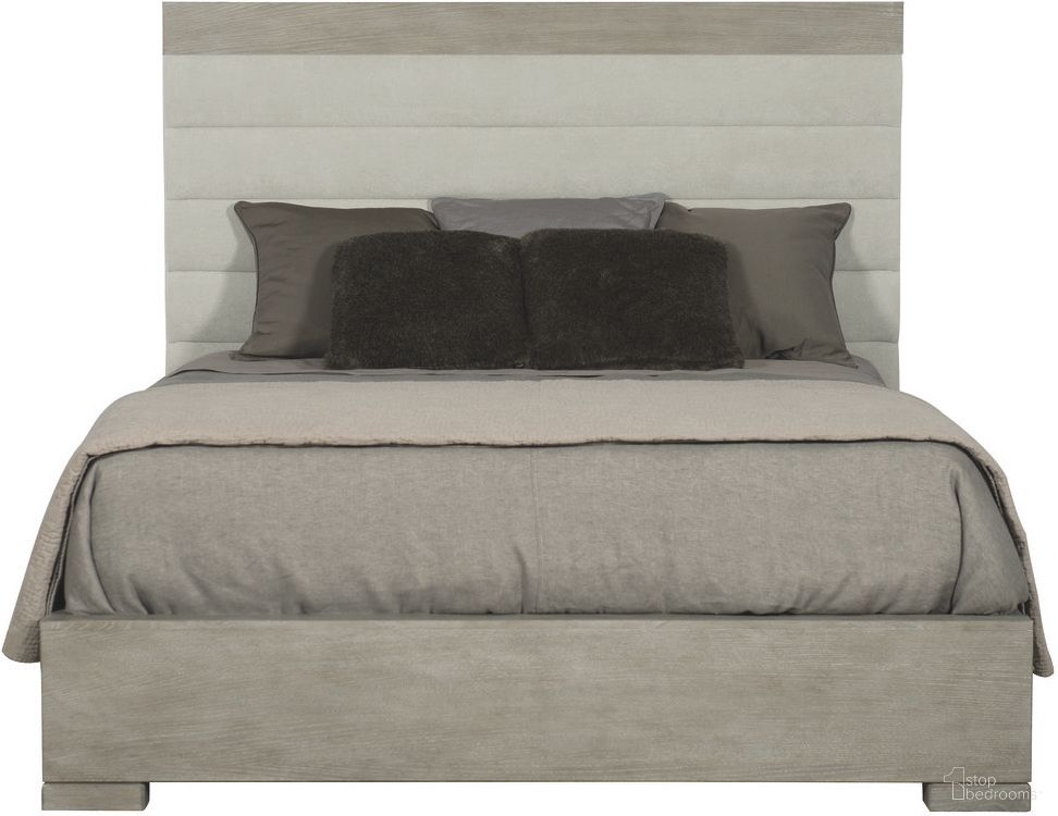 The appearance of Linea Upholstered Queen Panel Bed with Wooden Footboard and Side Rails designed by Bernhardt in the modern / contemporary interior design. This cerused greige piece of furniture  was selected by 1StopBedrooms from Linea Collection to add a touch of cosiness and style into your home. Sku: 384FR4G;384H64G. Bed Type: Panel Bed. Material: Fabric. Bed Size: Queen.