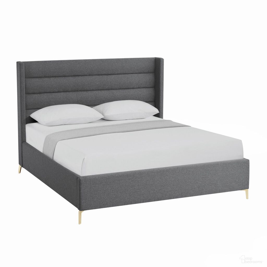 Linen Upholstered Queen Bed Frame In Gray