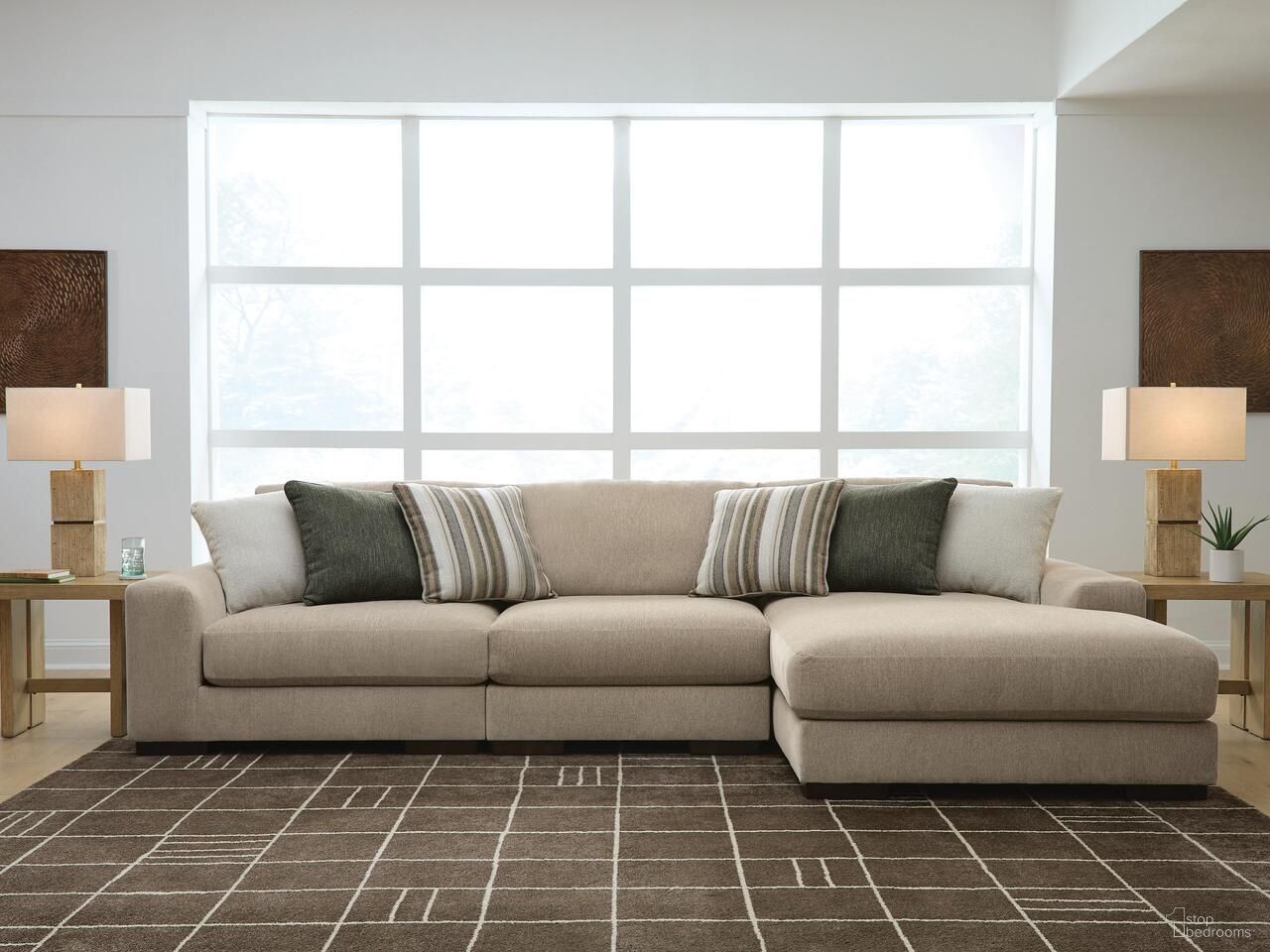 Linenhause 3-Piece Sectional Sofa Chaise In Dune