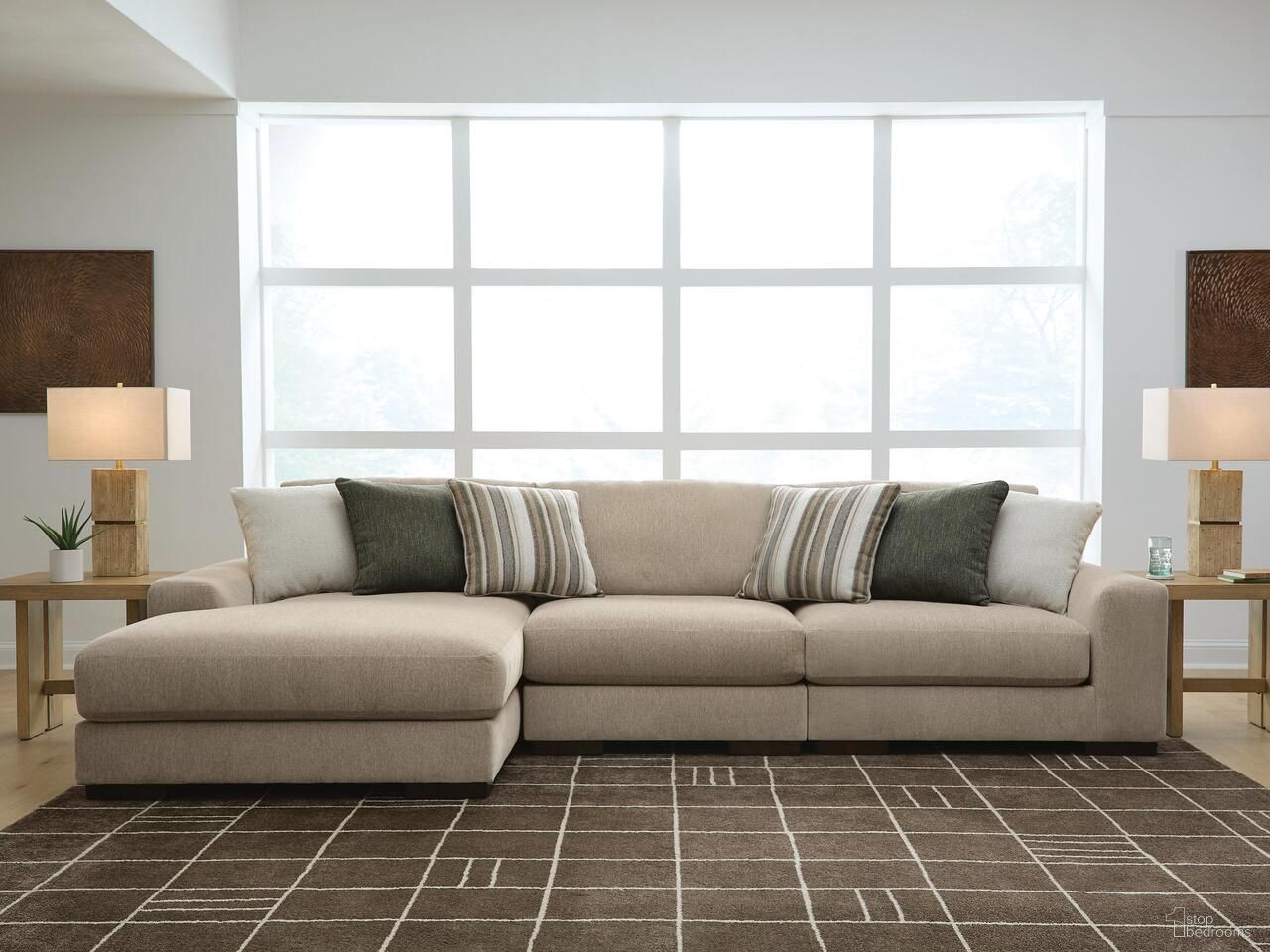 Linenhause 3-Piece Sectional Sofa Chaise In Dune