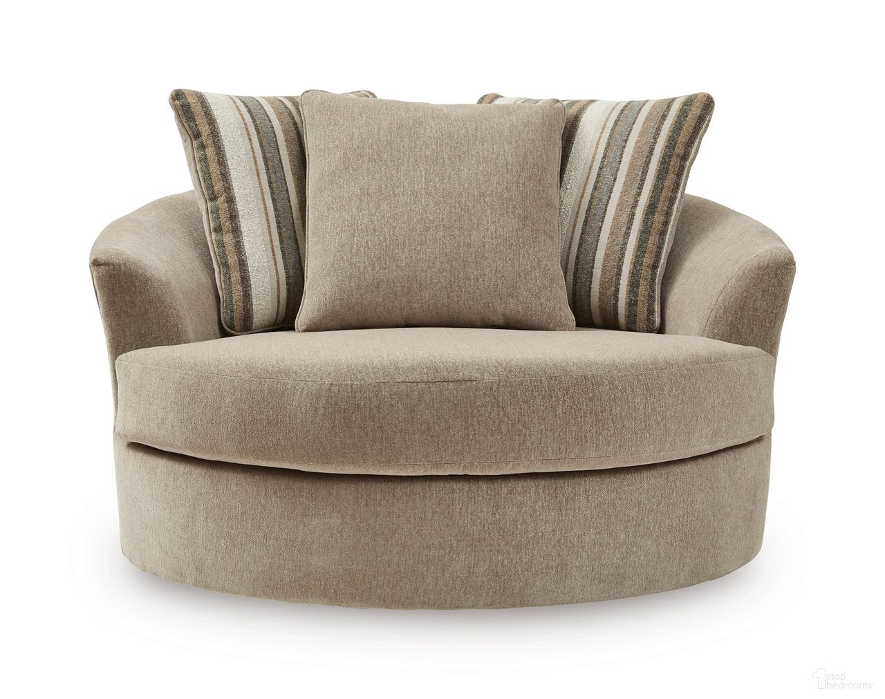 Linenhause Oversized Swivel Accent Chair In Dune