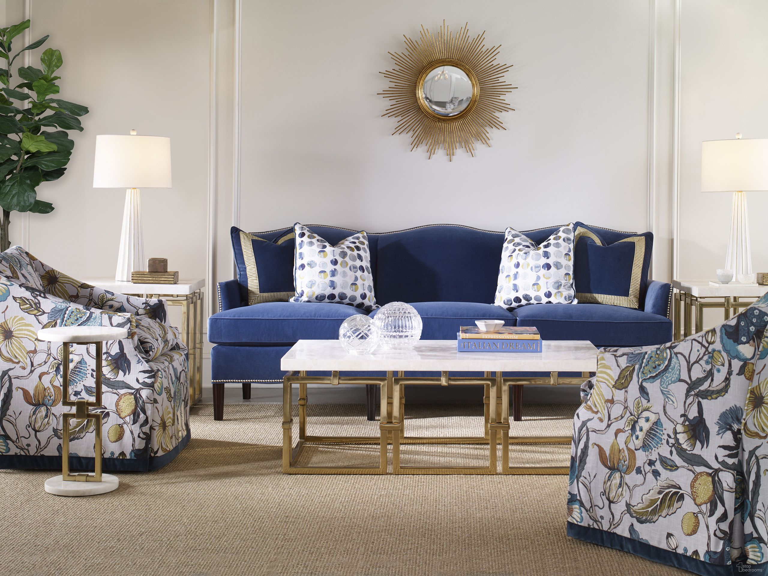 The appearance of Links Occasional Table Set In Antique Brass designed by Century Furniture in the transitional interior design. This antique brass piece of furniture was selected by 1StopBedrooms from Grand Tour Furniture Collection to add a touch of cosiness and style into your home. Sku: SF5986;SF5987. Material: Stone.