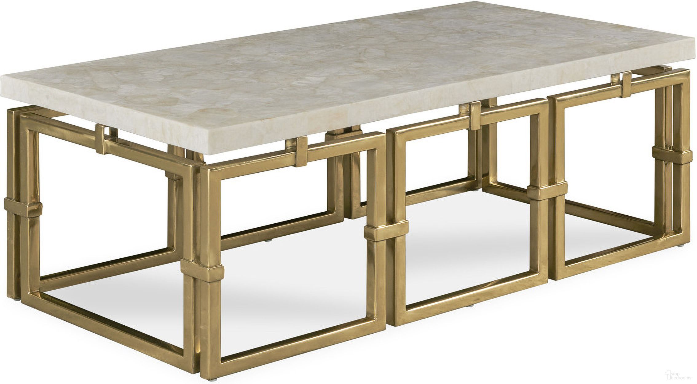 The appearance of Links Small Cocktail Table In Antique Brass designed by Century Furniture in the modern / contemporary interior design. This antique brass piece of furniture was selected by 1StopBedrooms from Grand Tour Furniture Collection to add a touch of cosiness and style into your home. Sku: SF5986. Material: Stone.