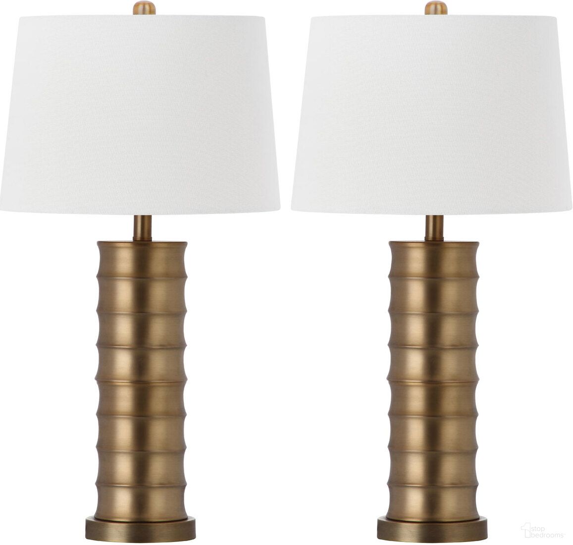 The appearance of Linus 28.5 Inch Brass Column Table Lamp Set of 2 designed by Safavieh in the traditional interior design. This gold piece of furniture  was selected by 1StopBedrooms from Safavieh LIT Collection to add a touch of cosiness and style into your home. Sku: LIT4319A-SET2. Material: Iron.