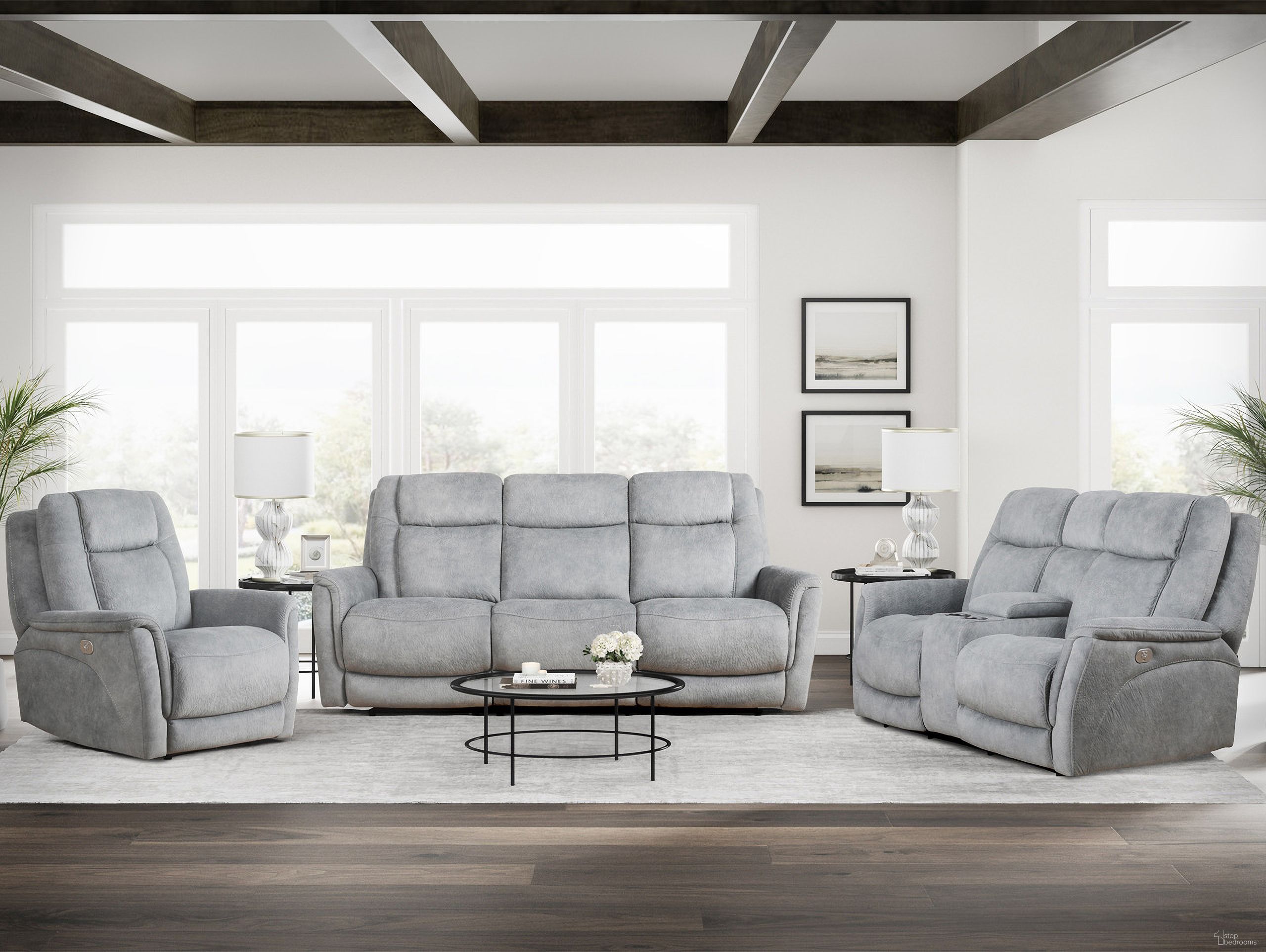 The appearance of Linus Power Reclining Sofa Loveseat and Recliner In Grey designed by Parker House in the modern / contemporary interior design. This grey piece of furniture was selected by 1StopBedrooms from Linus Collection to add a touch of cosiness and style into your home. Sku: MLIN#812PHZ-HGY;MLIN#822CPHZ-HGY;MLIN#832PHZ-HGY. Material: Polyester.