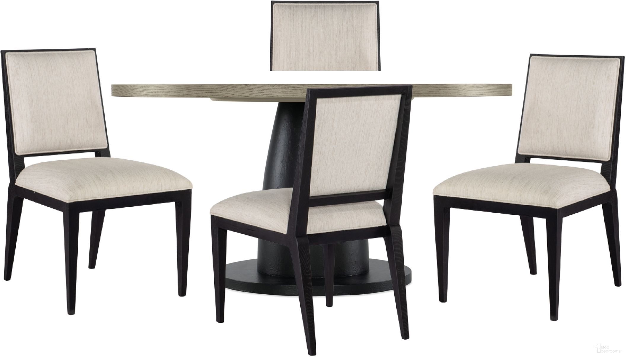 The appearance of Linville Dining Room Set In Medium Wood designed by Hooker in the transitional interior design. This medium wood piece of furniture was selected by 1StopBedrooms from Linville Falls Collection to add a touch of cosiness and style into your home. Sku: 6150-75213B-98;6150-75213T-85;6150-75510-99. Table Base Style: Pedestal. Table Top Shape: Round. Material: Wood Veneer. Size: 60".