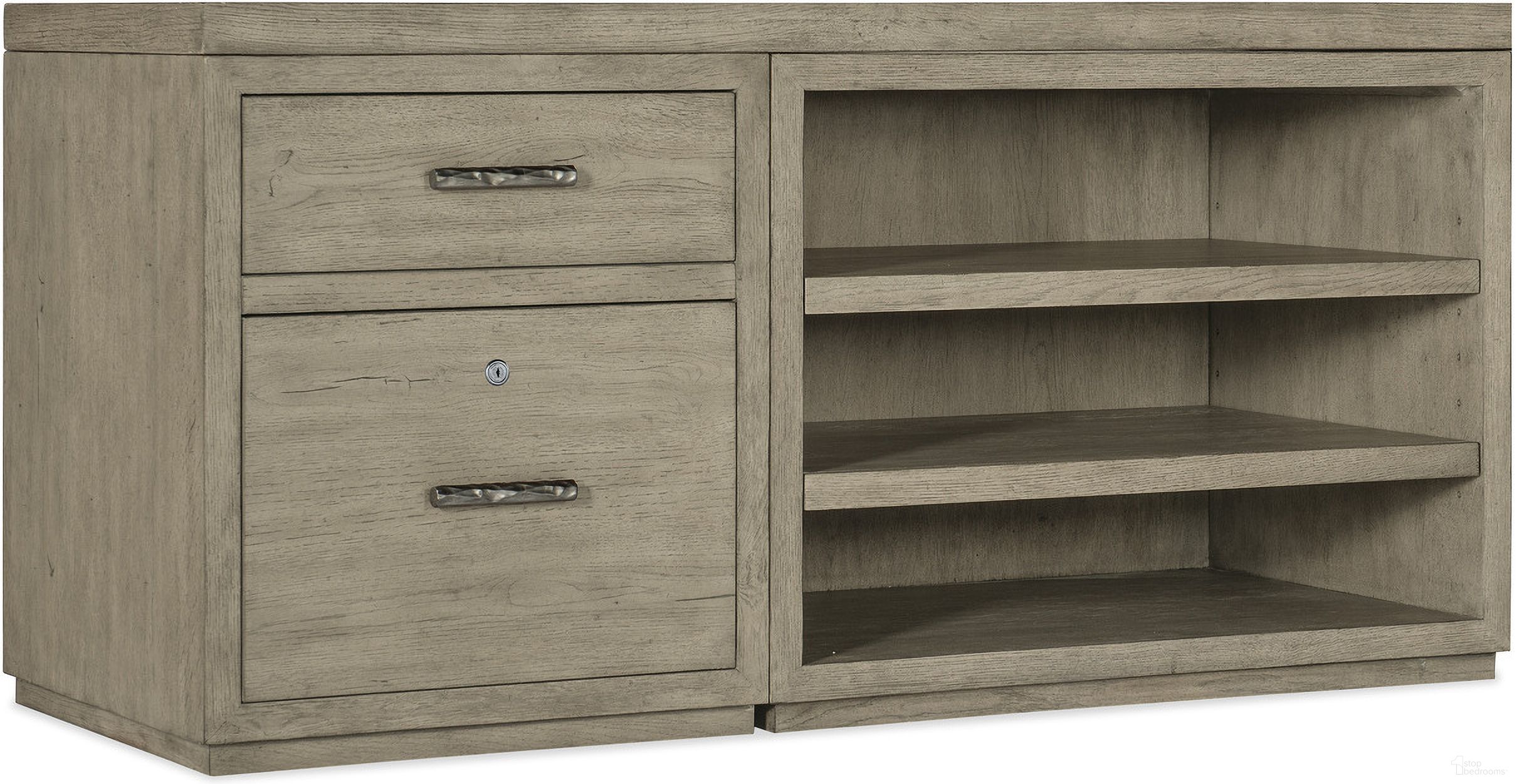 The appearance of Linville Falls 60 Inch Credenza With File And Open Desk Cabinet designed by Hooker in the transitional interior design. This medium wood piece of furniture was selected by 1StopBedrooms from Linville Falls Collection to add a touch of cosiness and style into your home. Sku: 6150-10060-85;6150-10413-85;6150-10416-85. Material: Oak Veneer.