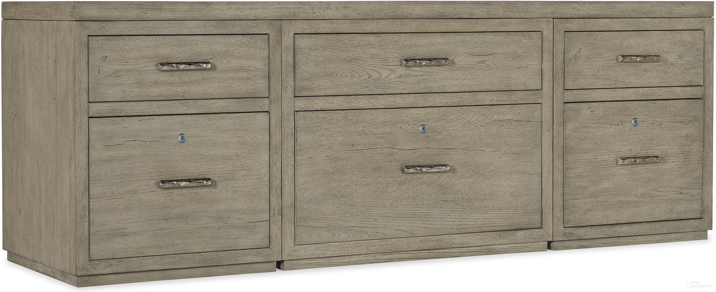 The appearance of Linville Falls 84 Inch Credenza With Two Files And Lateral File Cabinet designed by Hooker in the transitional interior design. This medium wood piece of furniture  was selected by 1StopBedrooms from Linville Falls Collection to add a touch of cosiness and style into your home. Sku: 6150-10084-85;6150-10416-85;6150-10416-85;6150-10466-85. Material: Oak Veneer.